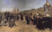 Ilya Repin Religious Procession in kursk province oil